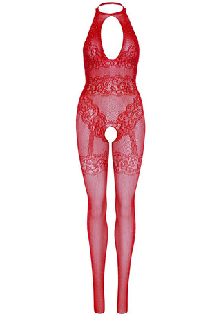 Tuta Sexy Seamless Fishnet Rosso