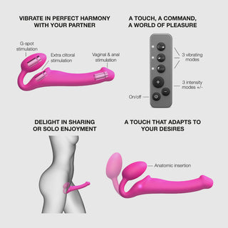 Strap On Me - Vibrating Bendable Strap-On - Fuchsia