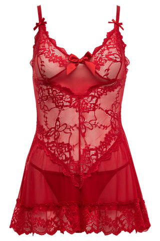 Oh La La Cheri - Valentine Babydoll Plus - 1X/2X - Red