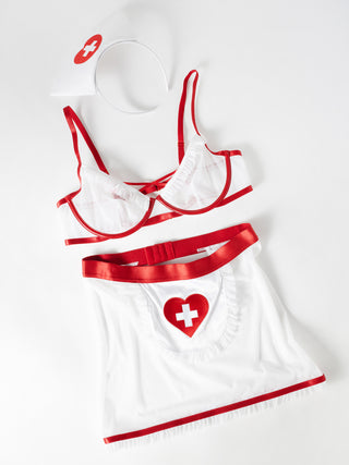 Oh La La Cheri - Naughty Nurse Set Plus - 1X/2X - Red/White
