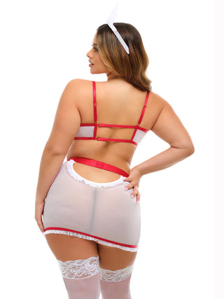 Oh La La Cheri - Naughty Nurse Set Plus - 1X/2X - Red/White
