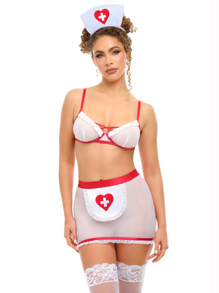 Oh La La Cheri - Naughty Nurse Set - L/XL - Red/White