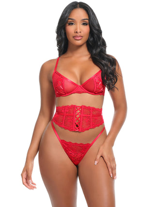 Oh La La Cheri - Brielle 3 Pc Set - L/XL - Red