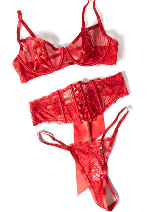 Oh La La Cheri - Brielle 3 Pc Set - L/XL - Red