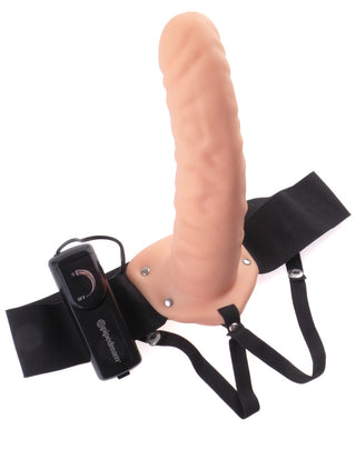 Pipedream - Fetish Fantasy Series - 8" Vibrating Hollow Strap-On  - Light/Black