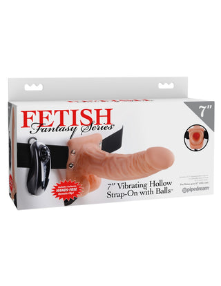 Pipedream - Fetish Fantasy Series - 7" Vibrating Hollow Strap-On with Balls  - Light/Black