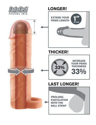 Pipedream - Fantasy X-tensions  - Perfect 1" Extension with Ball Strap  - Light