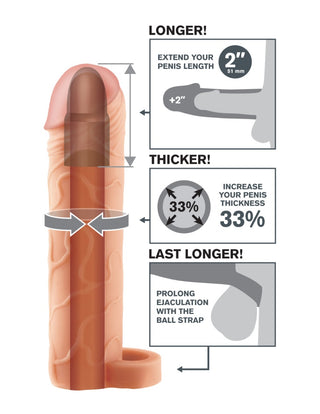 Pipedream - Fantasy X-tensions  - Perfect 2" Extension with Ball Strap  - Light
