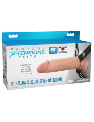 Pipedream - Fantasy X-tensions Elite - 6" Silicone Hollow Strap-on - Dual Density  - Light