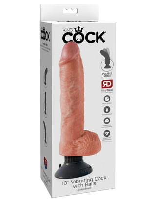 Pipedream - King Cock - 10" Vibrating Cock with Balls  - Light