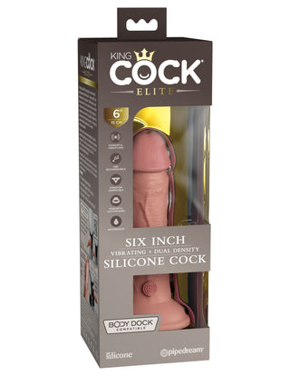 Pipedream - King Cock Elite - 6" Dual Density Vibrating Silicone Cock  - Light