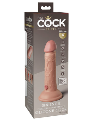 Pipedream - King Cock Elite - 6" Dual Density Vibrating Silicone Cock  - Light