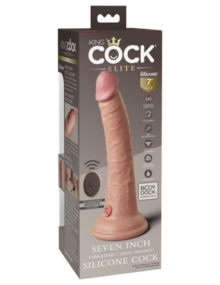 Pipedream - King Cock Elite - 7" Dual Density Vibrating Silicone Cock with Remote  - Light