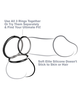 Pipedream - Fantasy C-Ringz  - Silicone 3-Ring Stamina Set - Black