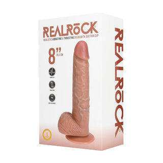 Real Rock - Vibrating and Thrusting Straight Cock with Balls - 8 / 20 5 cm - Tan