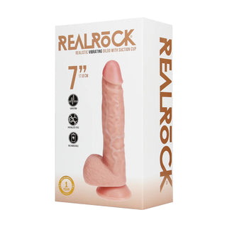 Real Rock - Vibrating Regular Straight Cock with Balls - 7 / 18 cm - Flesh