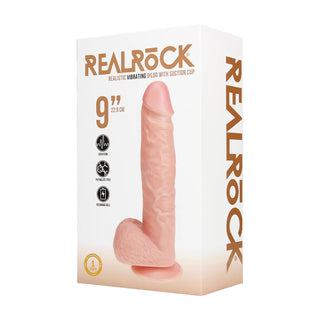 Real Rock - Vibrating Regular Straight Cock with Balls - 9 / 23 cm - Flesh