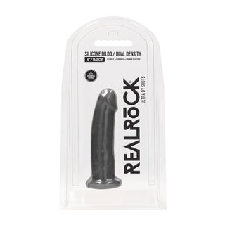 Real Rock Silicone Dildo Without Balls 6" (Black)