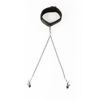 SEI MIO - Twin Tweaks - Velvet Collar with Nipple Clamps