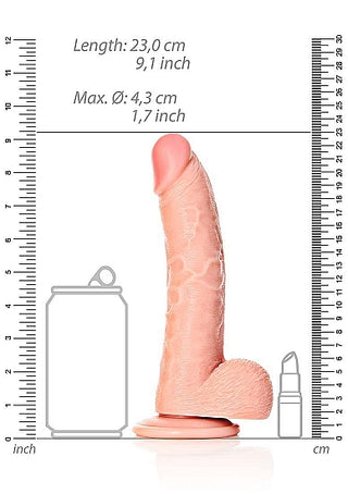 Real Rock - Curved Realistic Dildo & Balls with Suction Cup